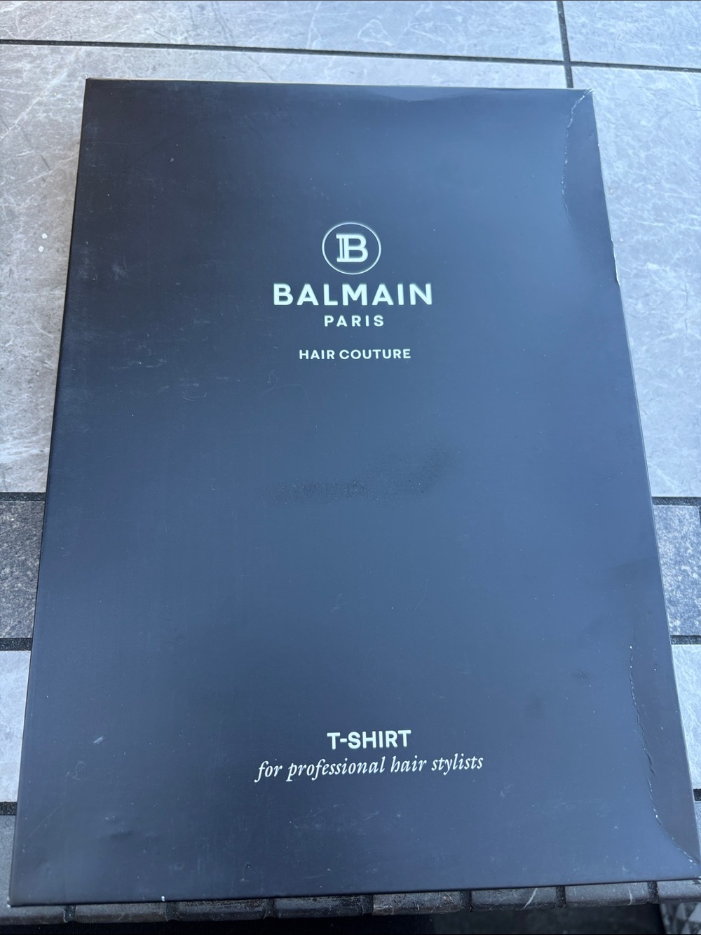 Balmain Black Hair Couture T-Shirt Box with White Logo